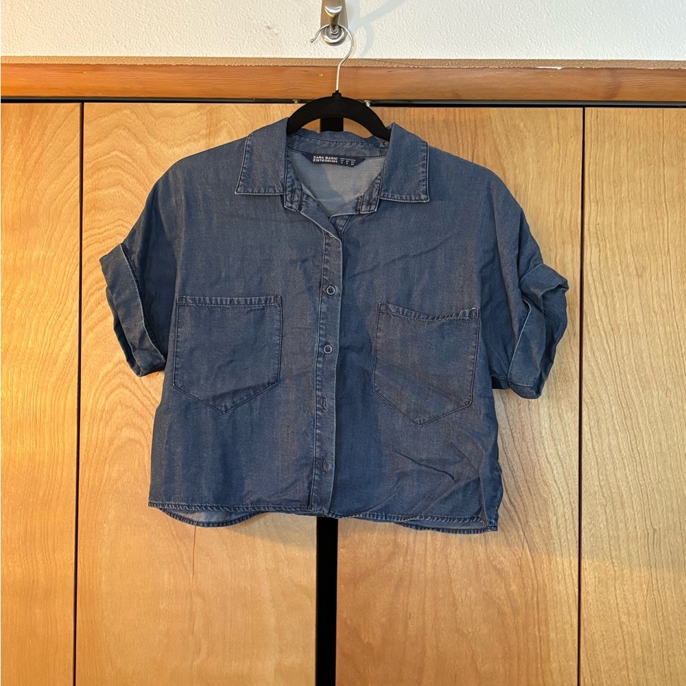 Zara cropped Denim Shirt
